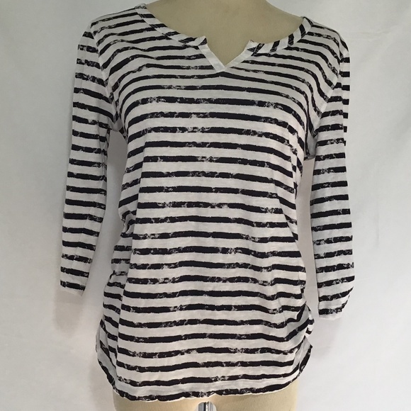 Nine Four One Womens P Large Navy  Stipe Shirt PL - Picture 1 of 6